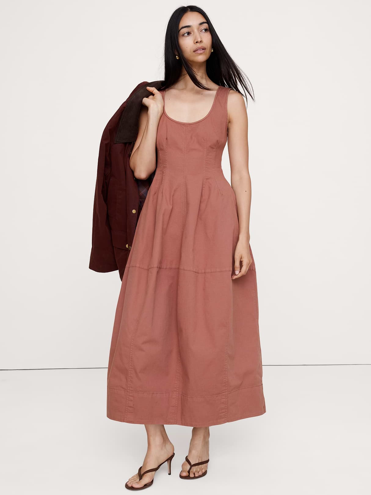 Stretch-Cotton Barrel Midi Dress