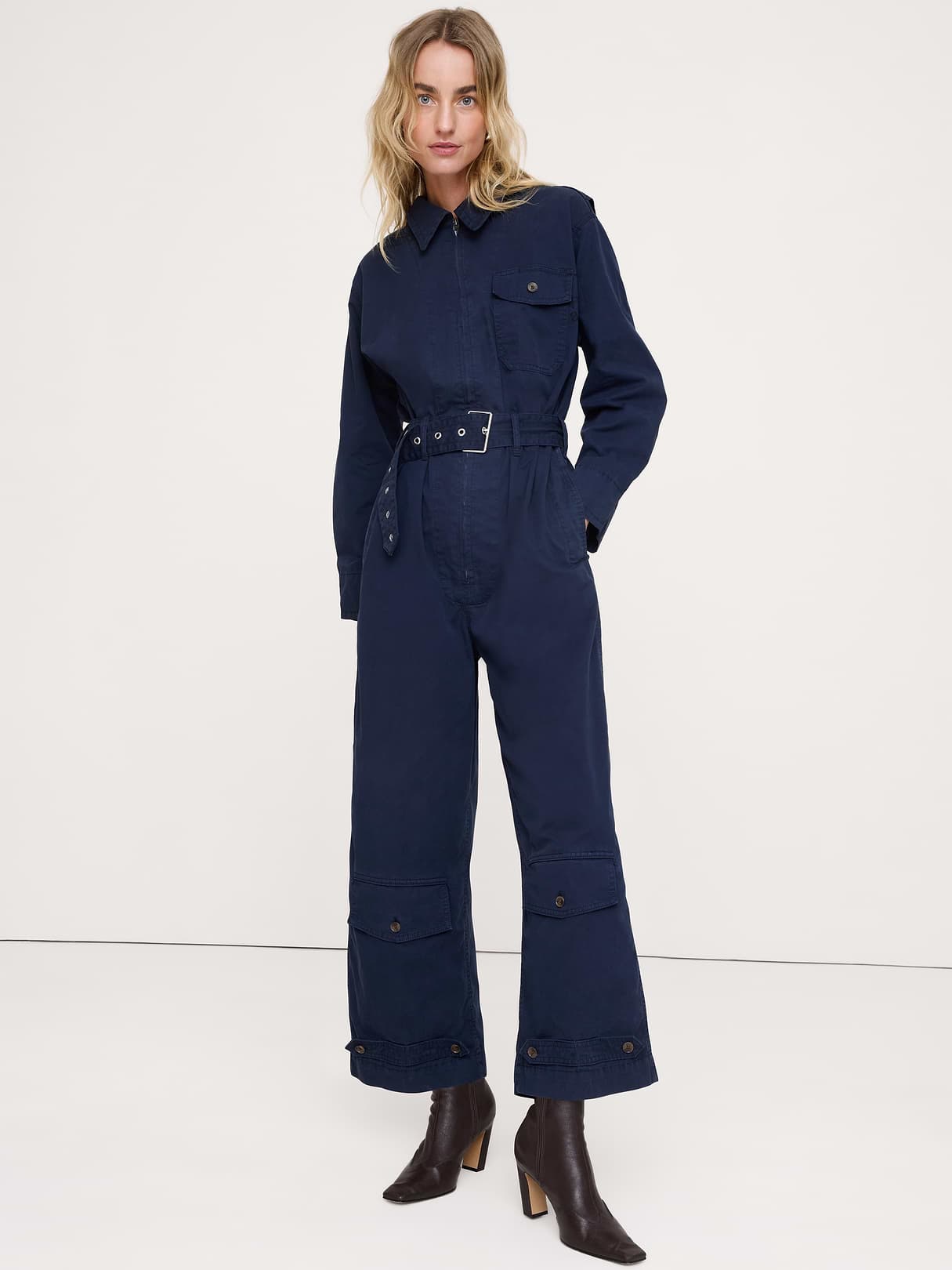 Cotton Twill Zip Jumpsuit