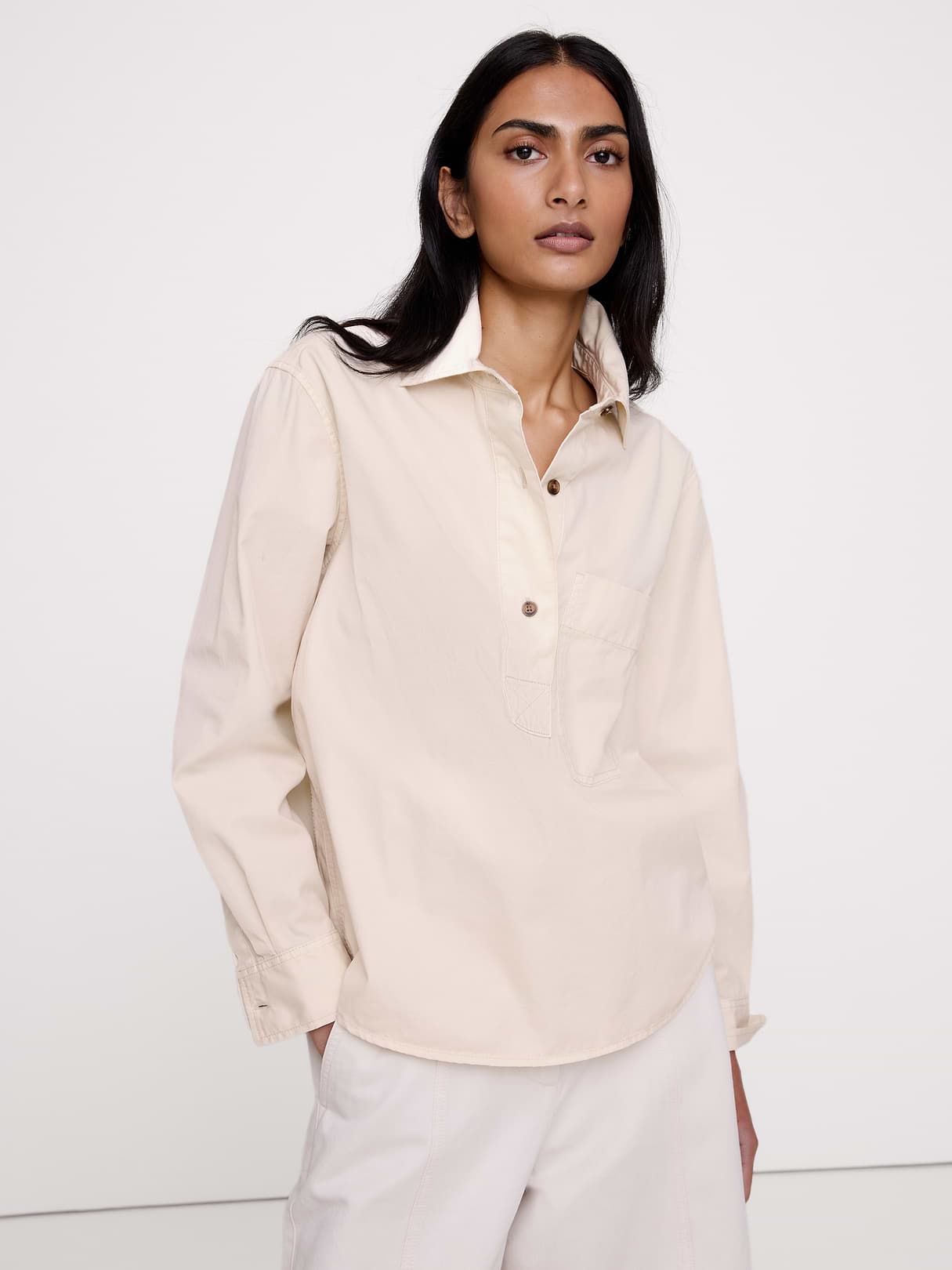 Relaxed Cotton-Twill Popover Shirt