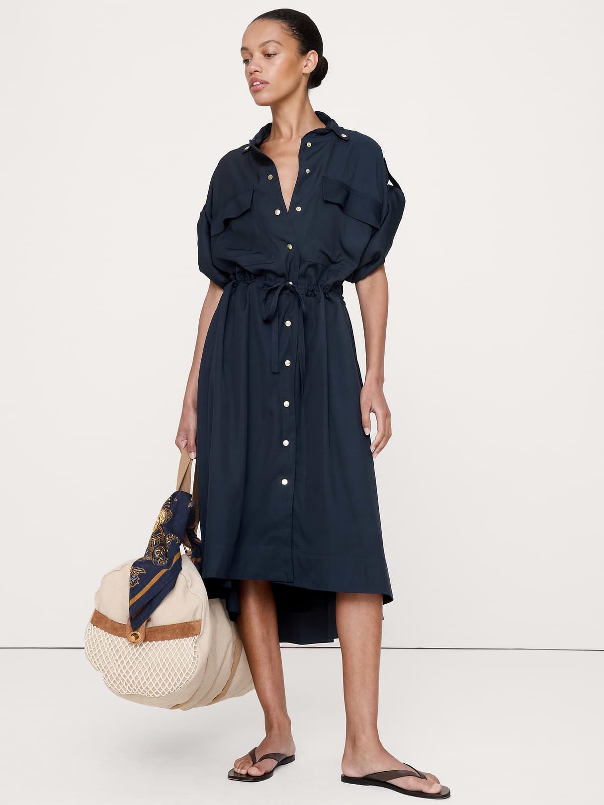 Viscose Midi Shirt Dress