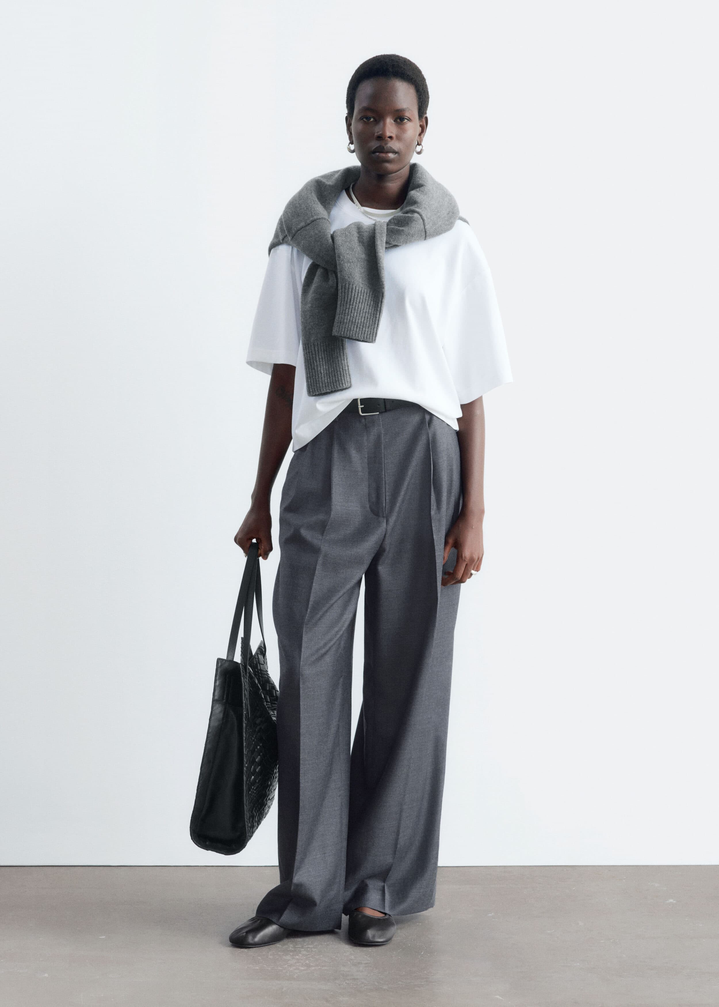 High-Waist Tailored Trousers - Grey