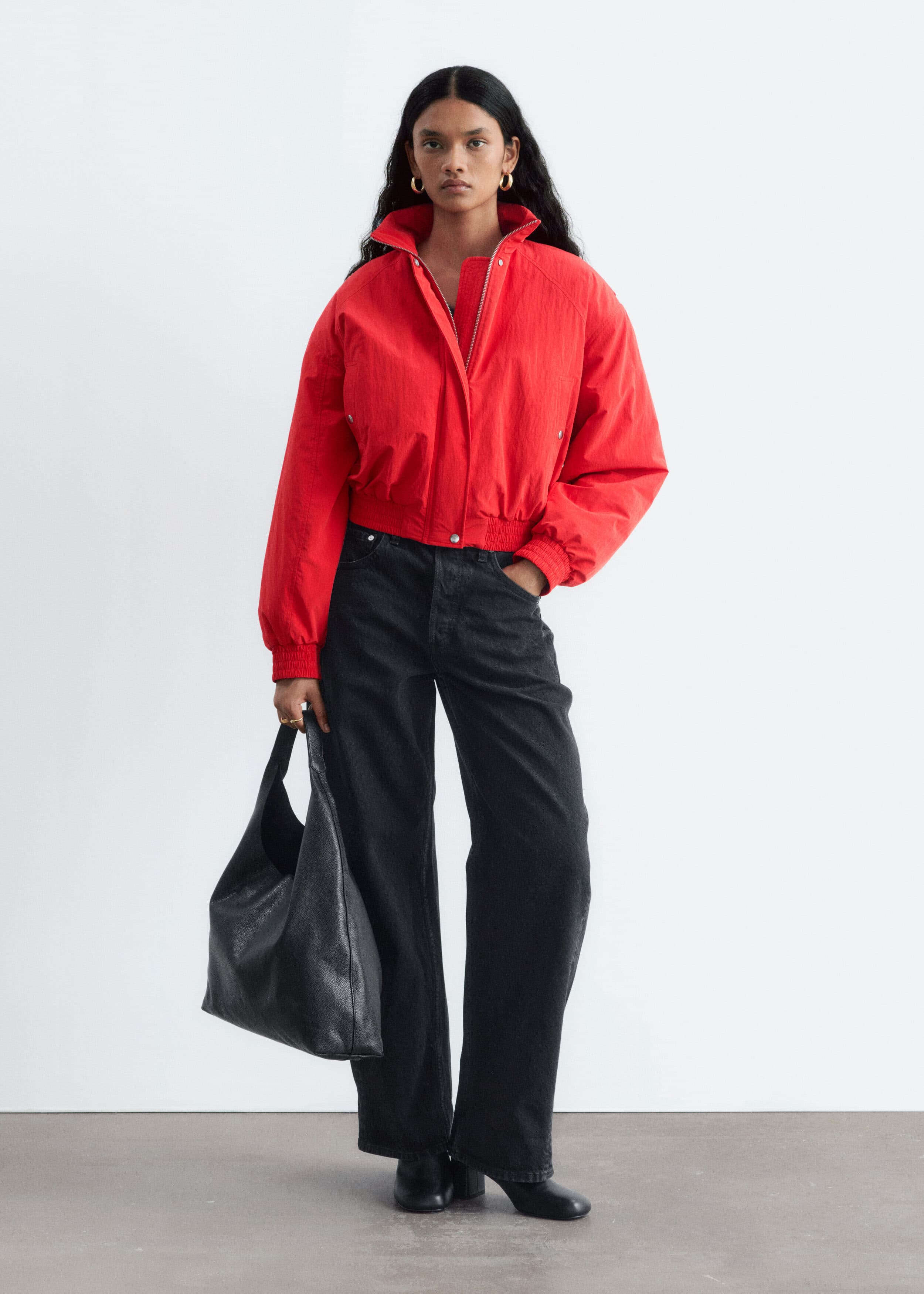 80s-Inspired Bomber Jacket - Red