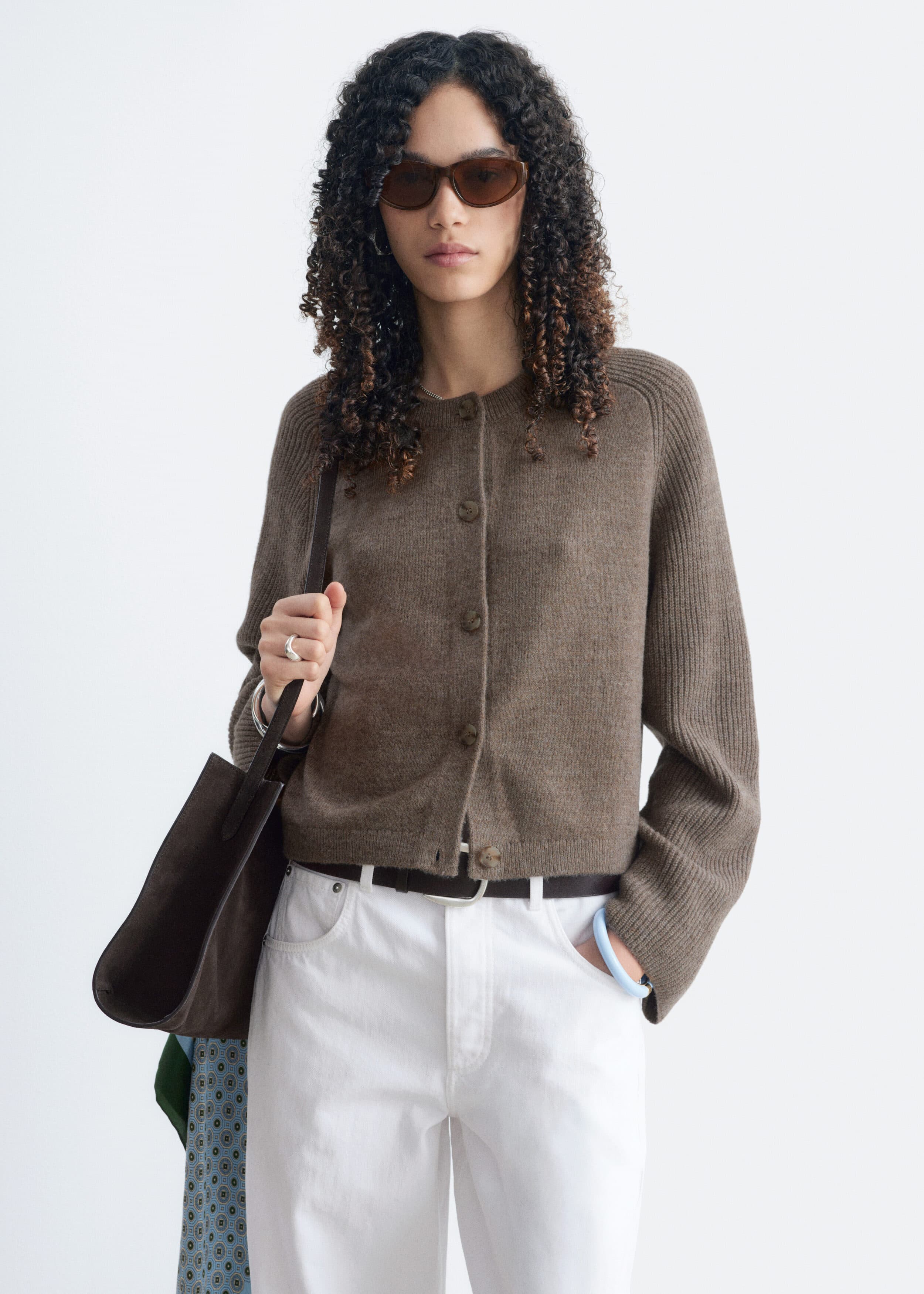Relaxed Wool-Cotton Cardigan - Mole