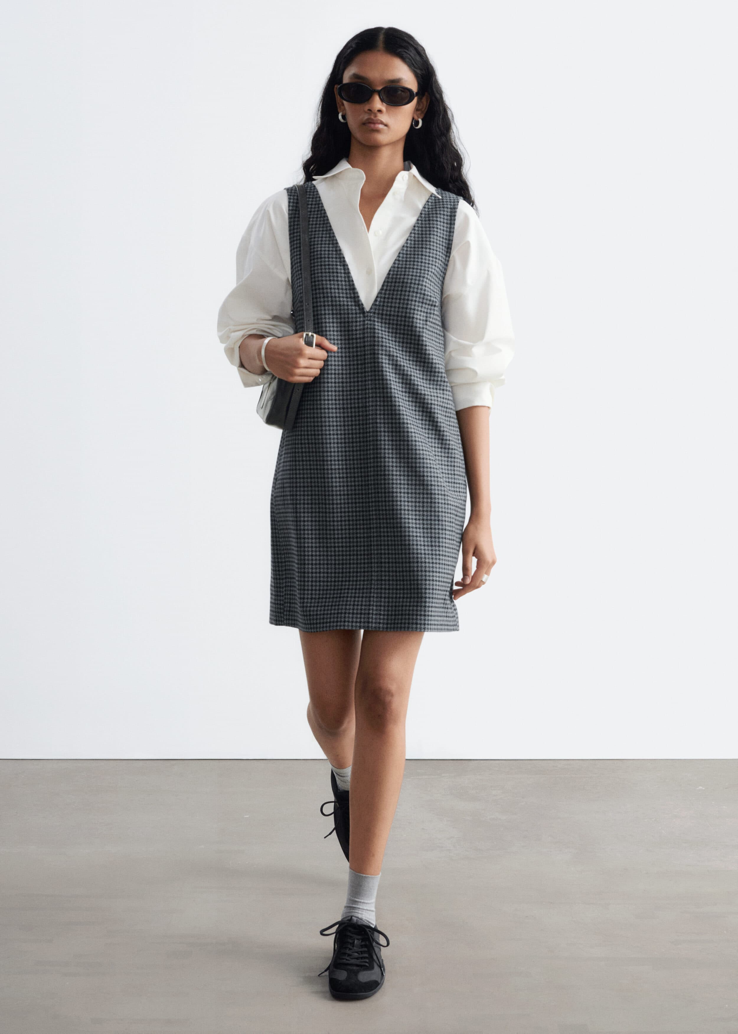 Houndstooth Dress - Grey/Checked