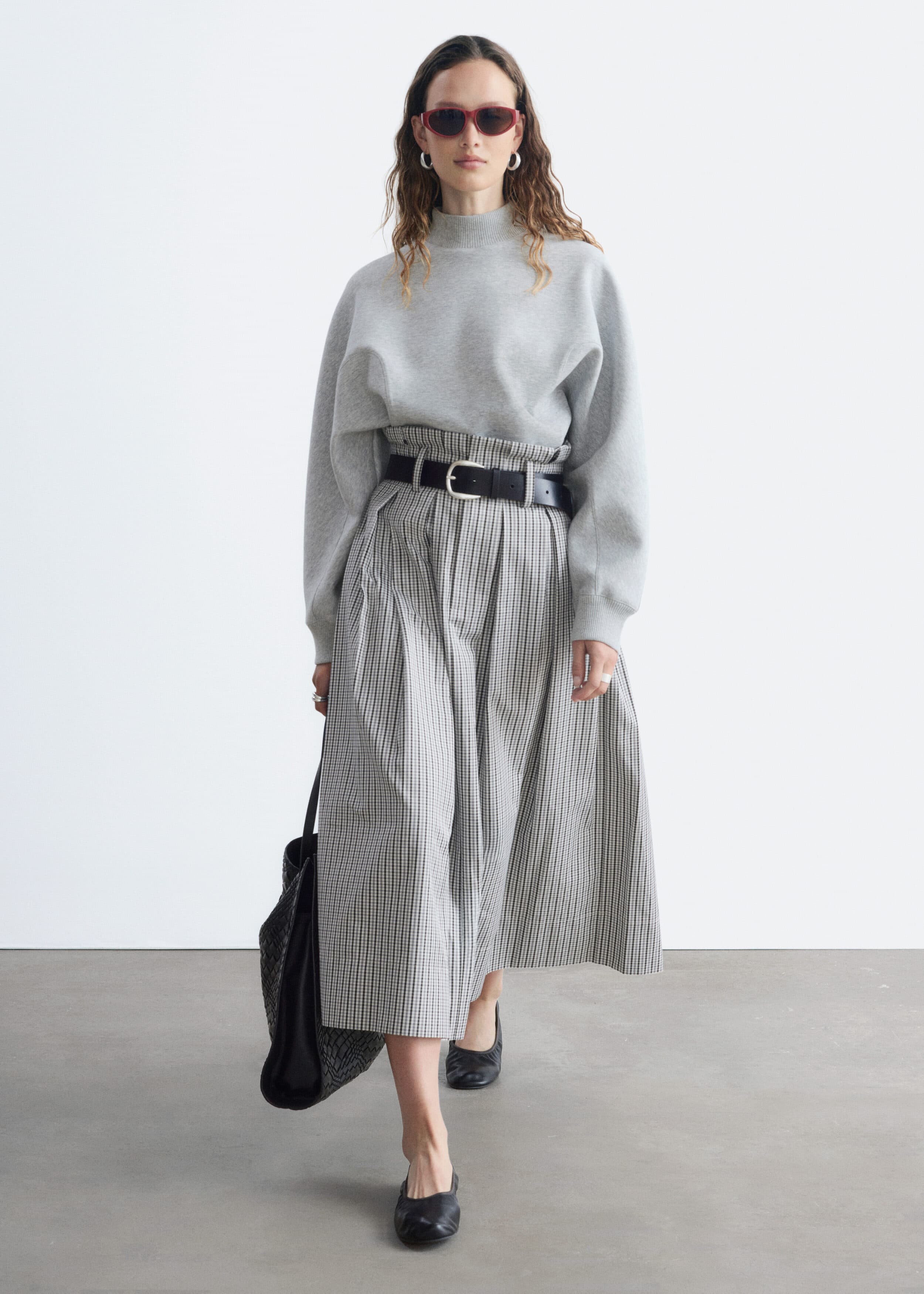 Mock Neck Scuba Sweatshirt - Grey Melange