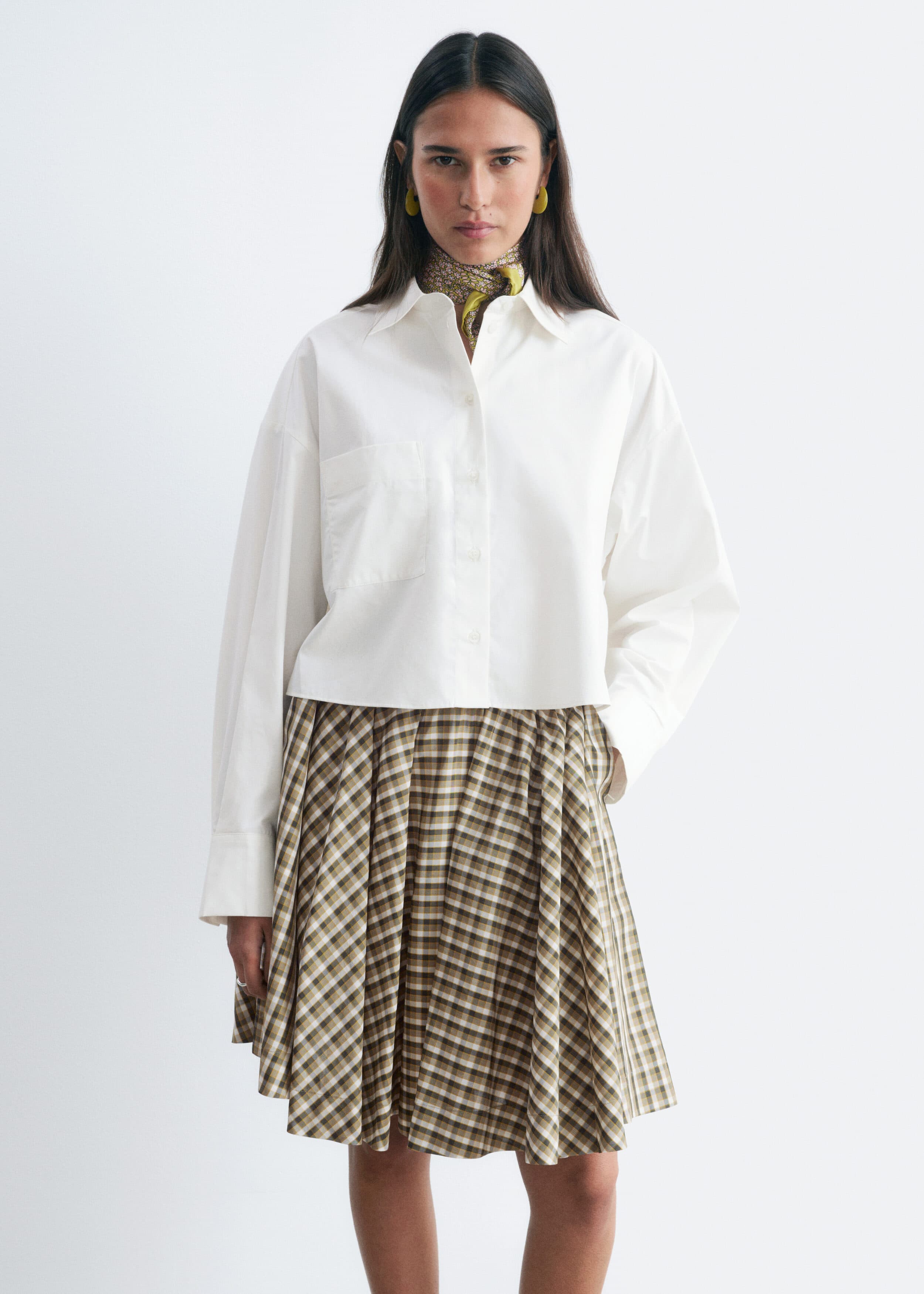 Cropped Cotton Twill Shirt - White