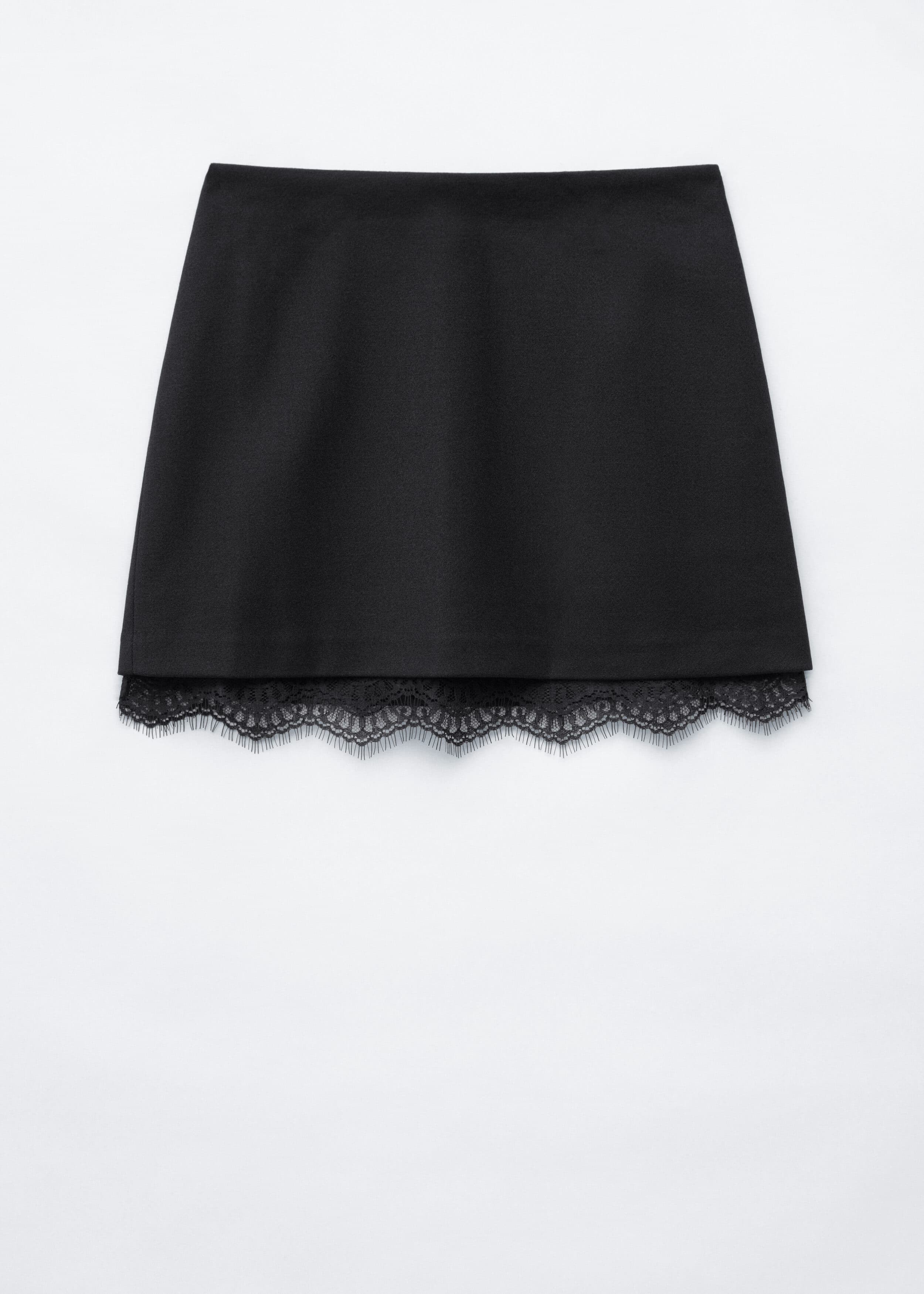 Lace-Trim Mini Skirt - Black